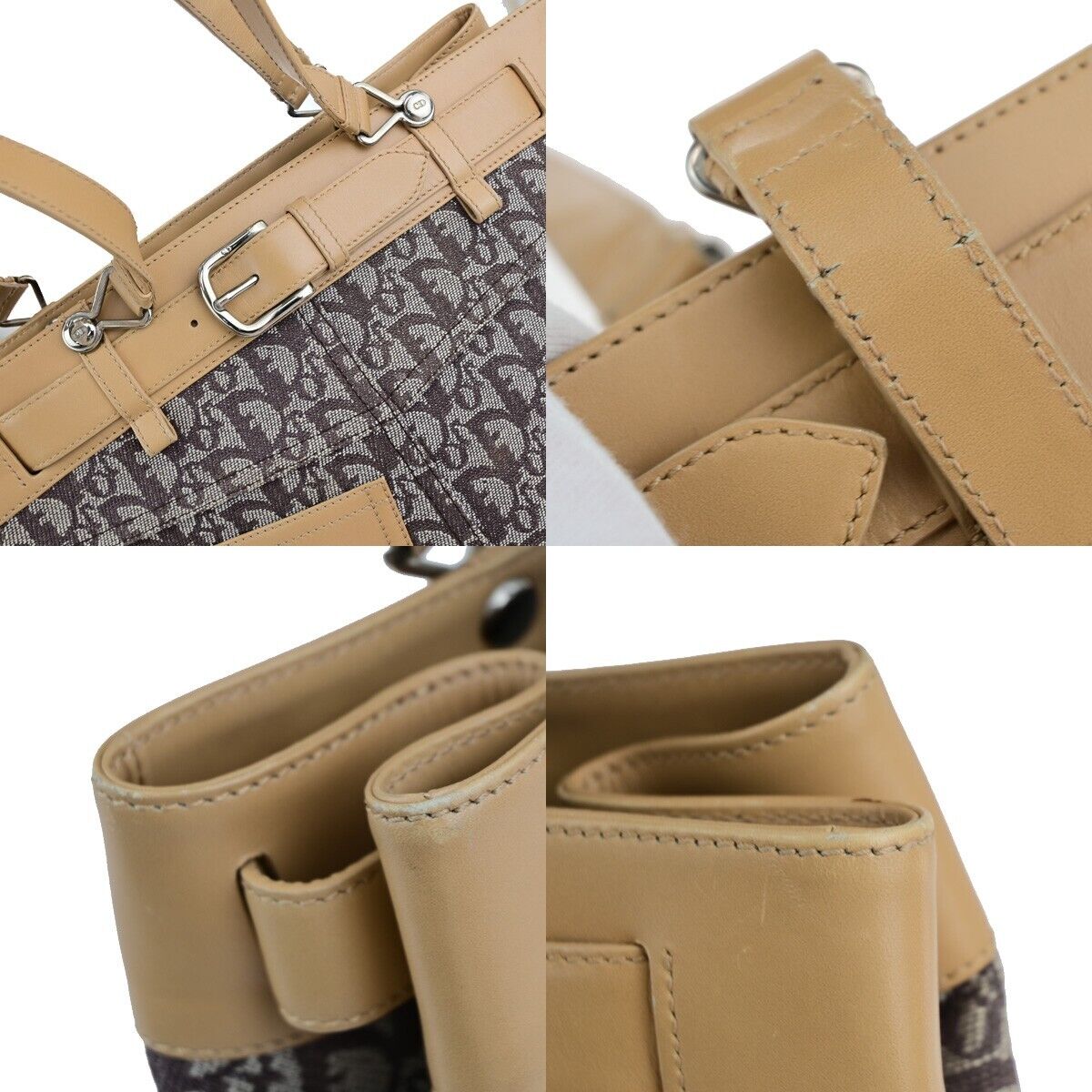 Dior Trotter Brown Canvas Handbag (Pre-Owned)