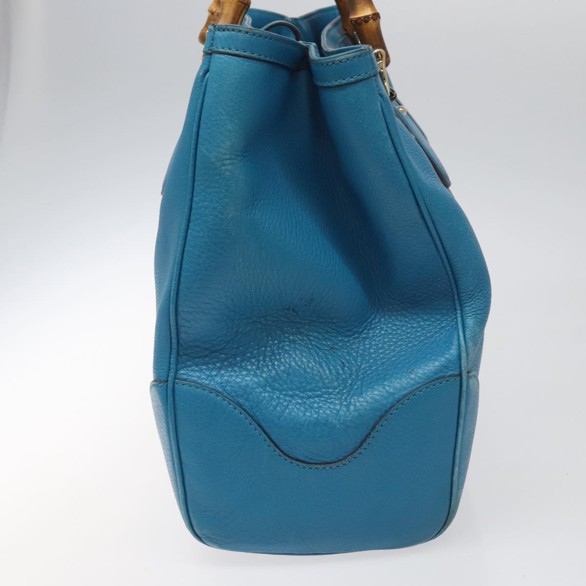 Gucci Bamboo Blue Leather Handbag (Pre-Owned)