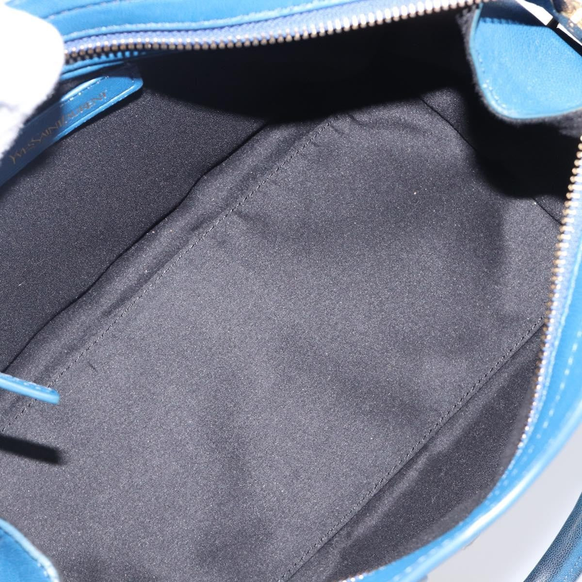 Saint Laurent Chyc Cabas Leather Blue Leather Tote Bag Bag (Pre-Owned)