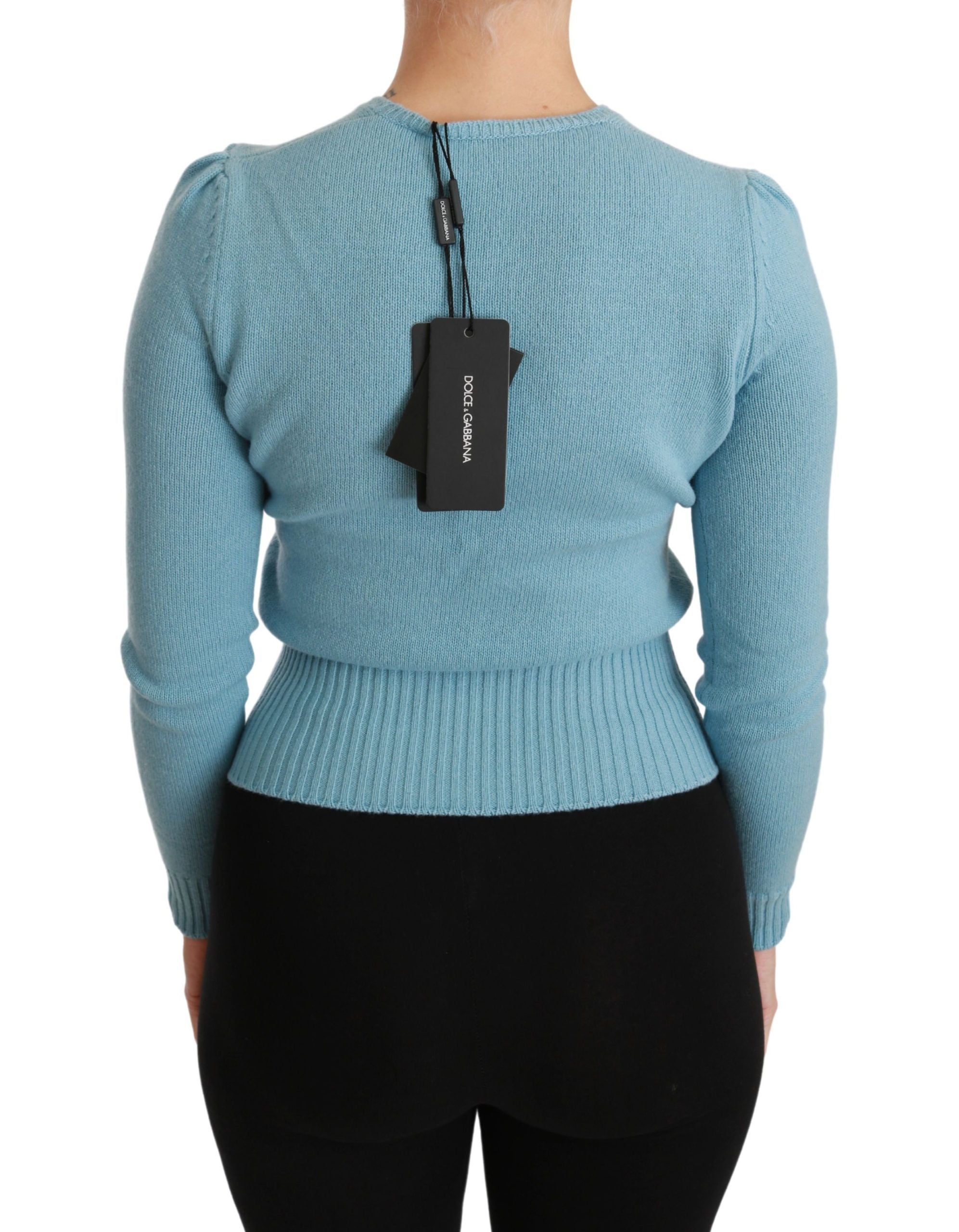 Dolce & Gabbana Blue Wool Queen Heart Pullover Women's Sweater
