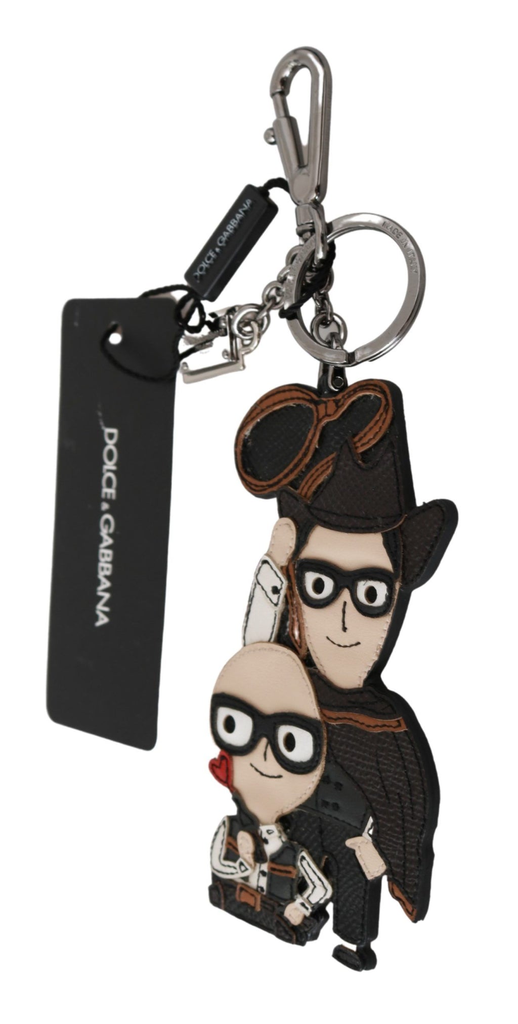 Dolce Gabbana Chic Leather Trim Keychain with Brass Women s Accents