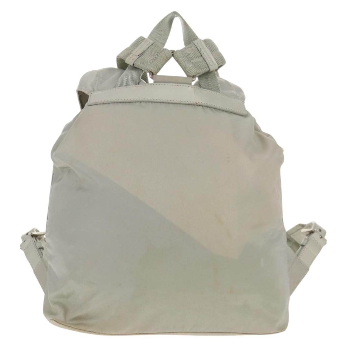 Prada Double Pocket Backpack Chain Shoulder Re-Nylon Gray Nylon Backpack Bag (Pre-Owned)