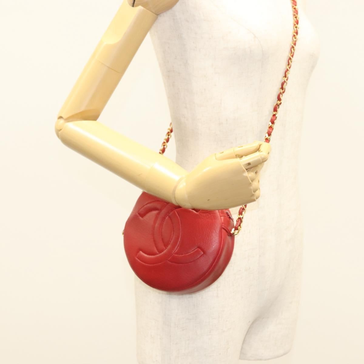 Chanel Vintage Round Tassel Quilted Lambskin Red Leather Shoulder Bag Bag (Pre-Owned)