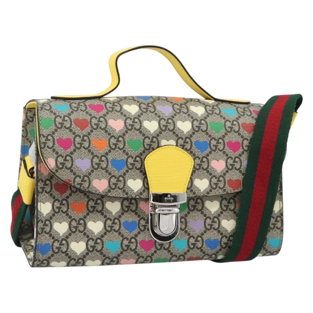 Gucci Children's Top Handle Flap Printed Gg Coated Canvas Beige Canvas Handbag (Pre-Owned)