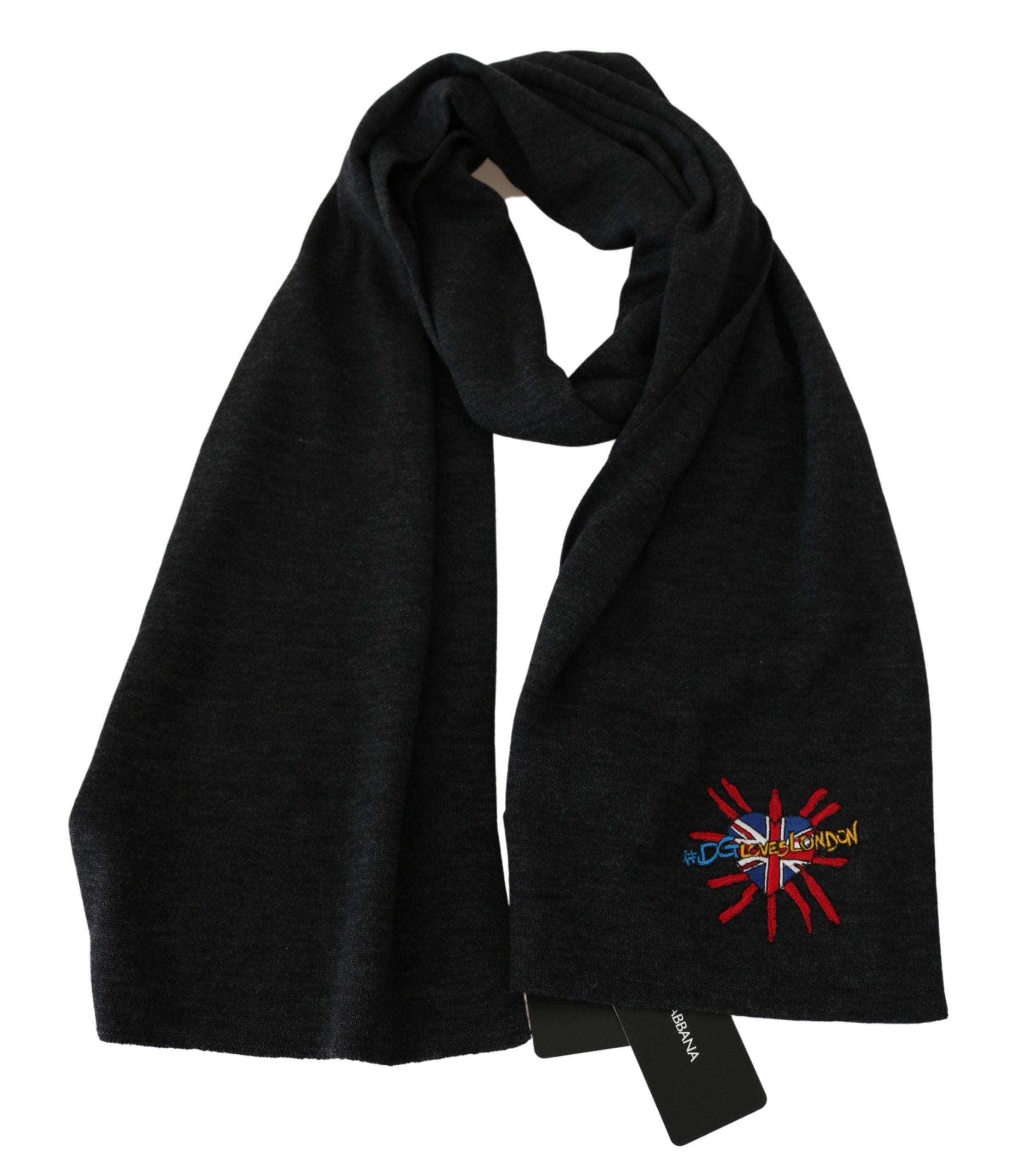 Dolce & Gabbana Gray #DGLovesLondon Wool Wrap Wool  Scarf