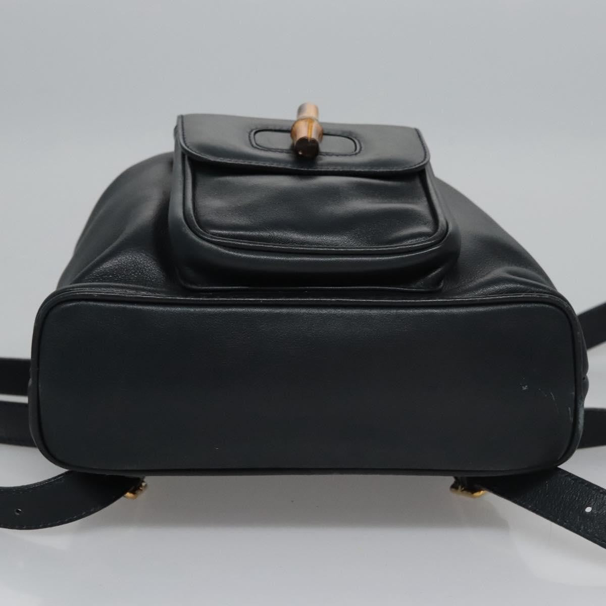 Gucci Vintage Bamboo Leather Black Leather Backpack Bag (Pre-Owned)