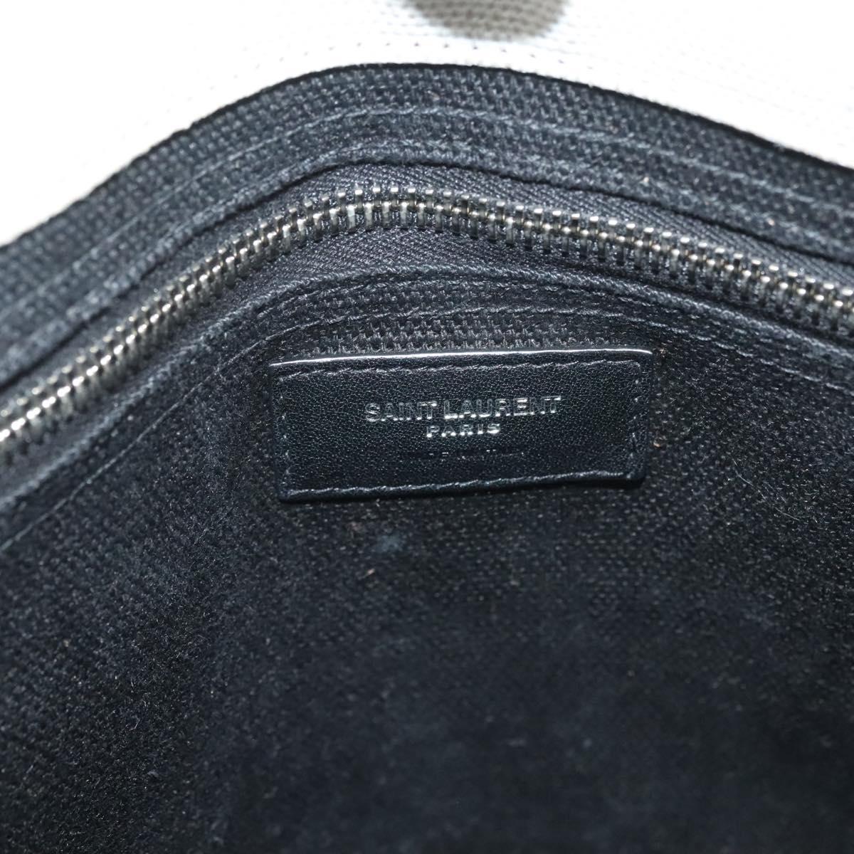 Saint Laurent Rive Gauche White Canvas, Leather Handbag (Pre-Owned)