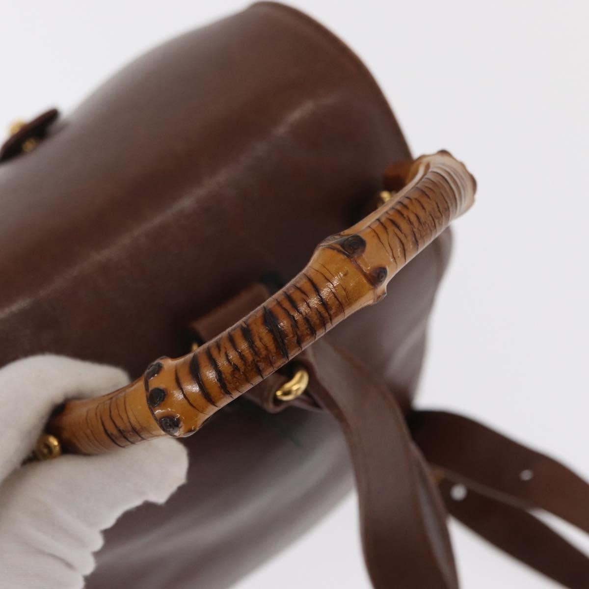 Gucci Vintage Bamboo Leather Brown Leather Backpack Bag (Pre-Owned)