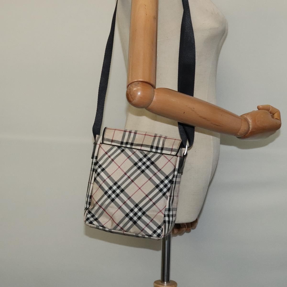 Burberry Nova Check Blue Label Nylon Beige Nylon Shoulder Bag Bag (Pre-Owned)