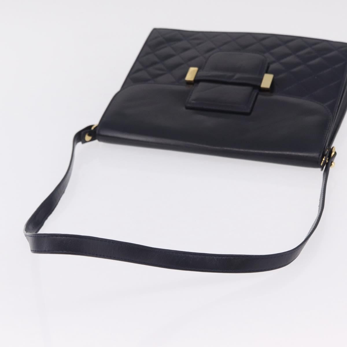 Saint Laurent Vintage Shoulder Bag Leather Navy Leather Shoulder Bag Bag (Pre-Owned)