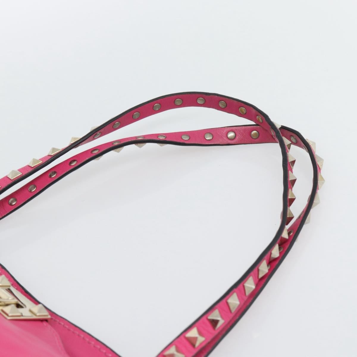 Valentino Garavani Rockstud Tote Textured Leather Pink Leather Tote Bag Bag (Pre-Owned)