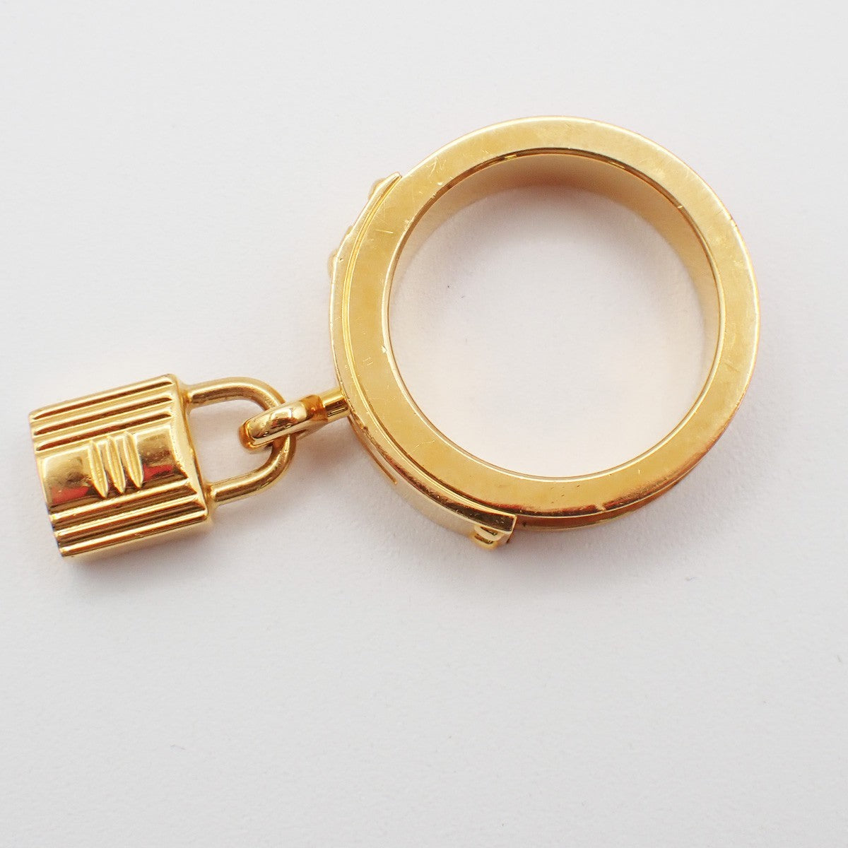Hermes Kelly Gavroche Gold Plated And Leather Gold Gold_Plated Ring Jewelry (Pre-Owned)