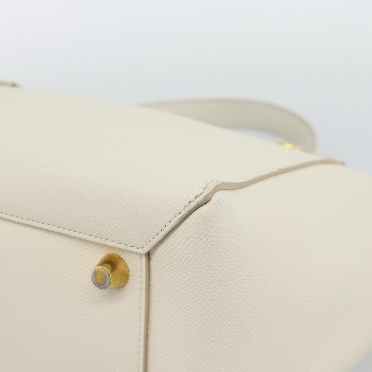 Celine Belt Textured Leather White Leather Handbag (Pre-Owned)