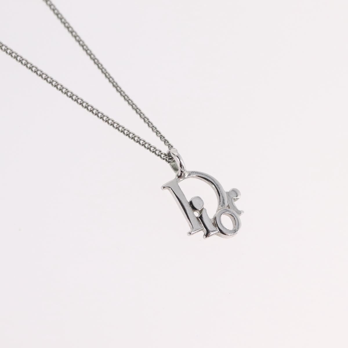 Christian Dior Vintage Logo Pendant Metal Silver Metal Necklace Jewelry (Pre-Owned)