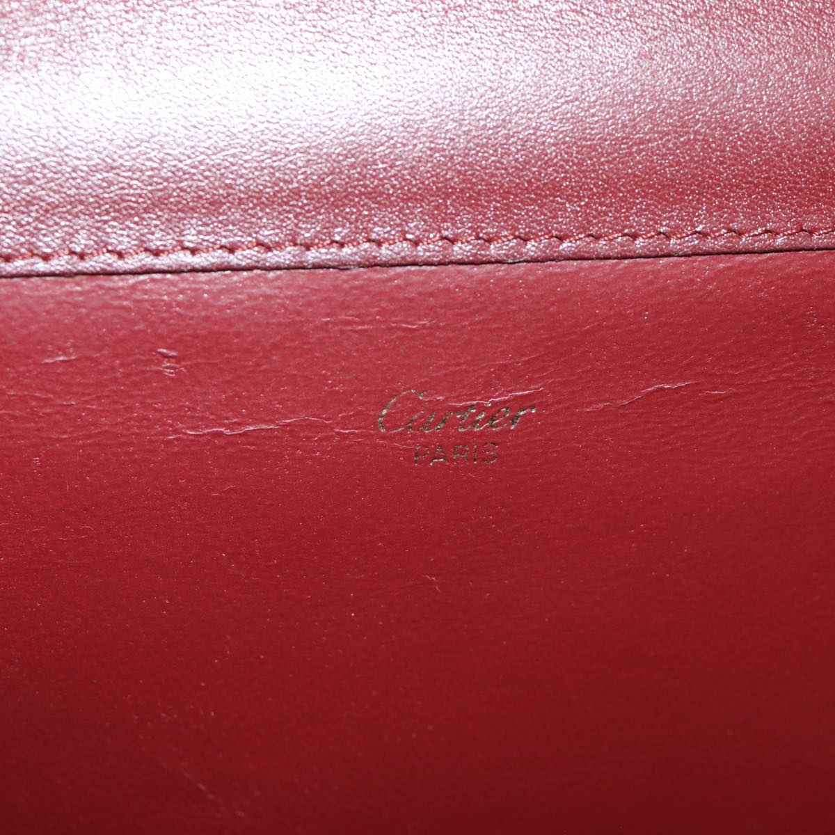 Cartier Must De Cartier Burgundy Leather Clutch Bag (Pre-Owned)