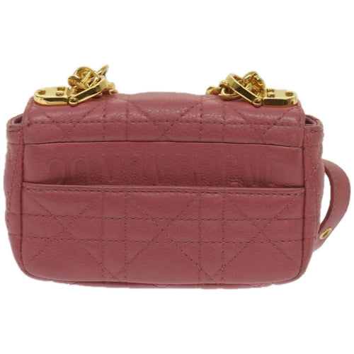 Dior Caro Pink Leather Shoulder Bag (Pre-Owned)
