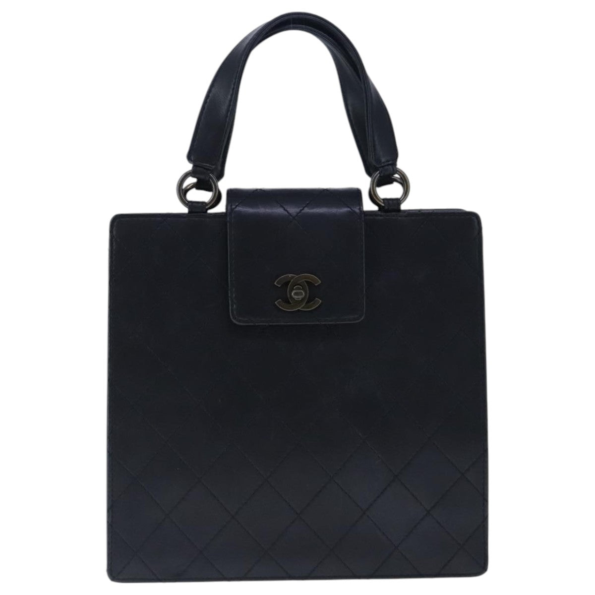 Chanel Coco Mark Black Leather Handbag (Pre-Owned)