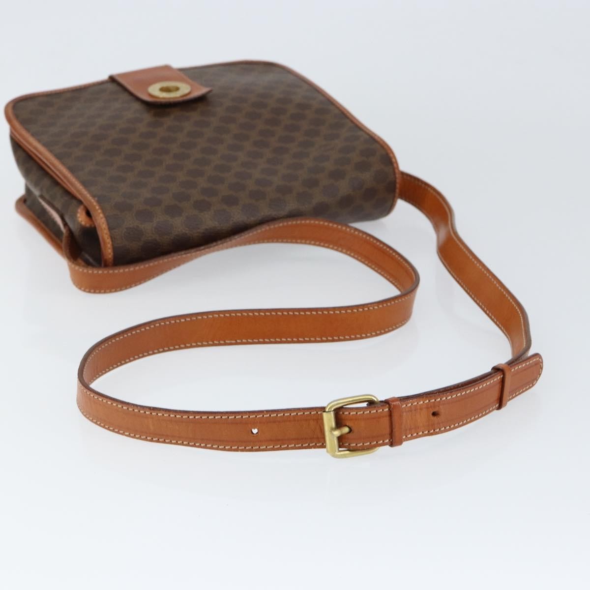 Celine Vintage Macadam Canvas And Leather Brown Canvas Shoulder Bag Bag (Pre-Owned)