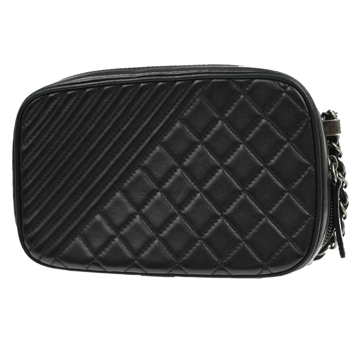 Chanel Coco Boy Camera Quilted Leather Black Leather Shoulder Bag Bag (Pre-Owned)