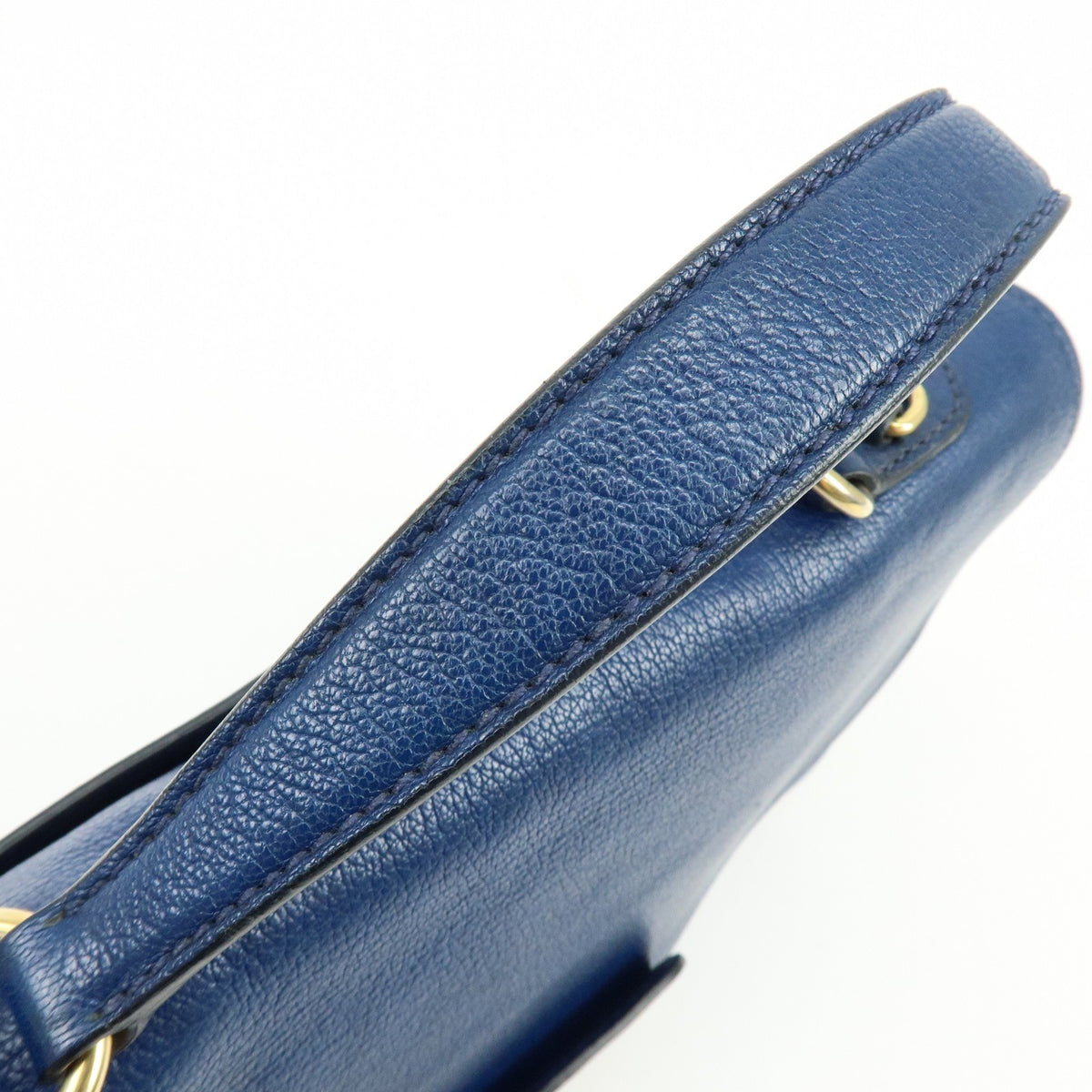 Miu Miu Madras Top Handle Leather Blue Leather Handbag (Pre-Owned)