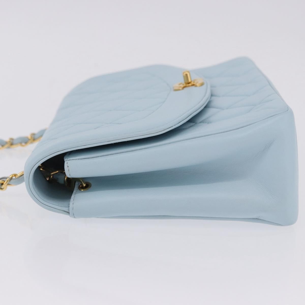 Chanel Vintage Diana Flap Quilted Lambskin Blue Leather Shoulder Bag Bag (Pre-Owned)