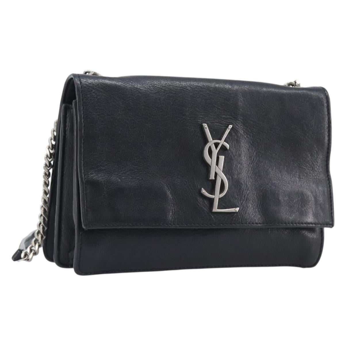 Saint Laurent West Hollywood Leather Black Leather Shoulder Bag Bag (Pre-Owned)