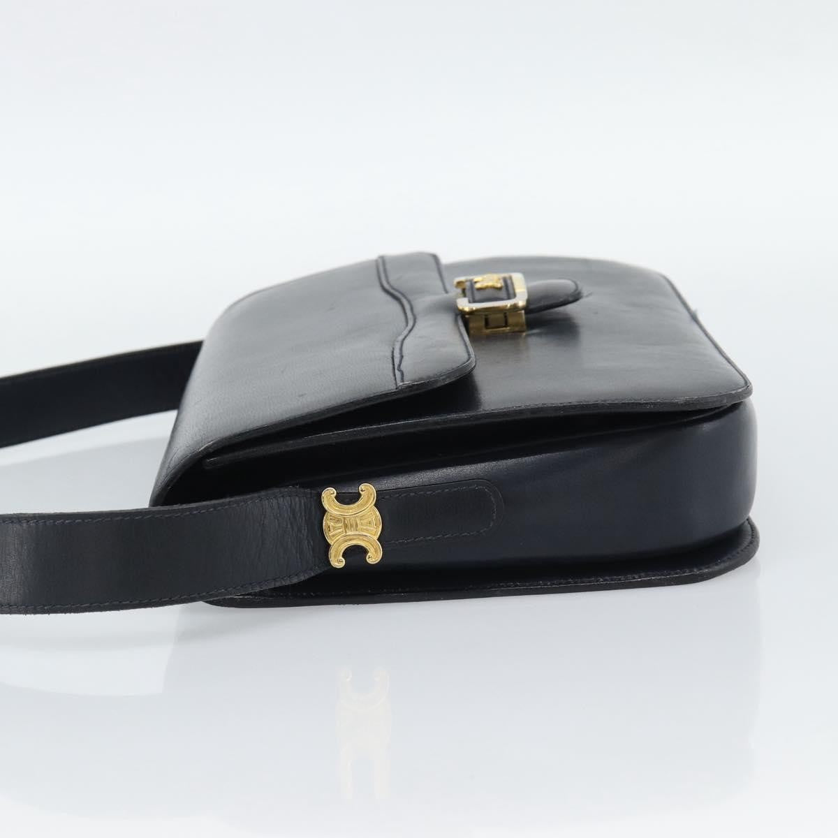 Celine Vintage Horse Carriage Bag Trihomphe Leather Navy Leather Shoulder Bag Bag (Pre-Owned)