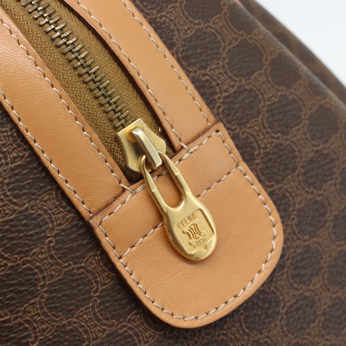 Celine Vintage Boston Macadam Coated Canvas Brown Pvc Handbag (Pre-Owned)