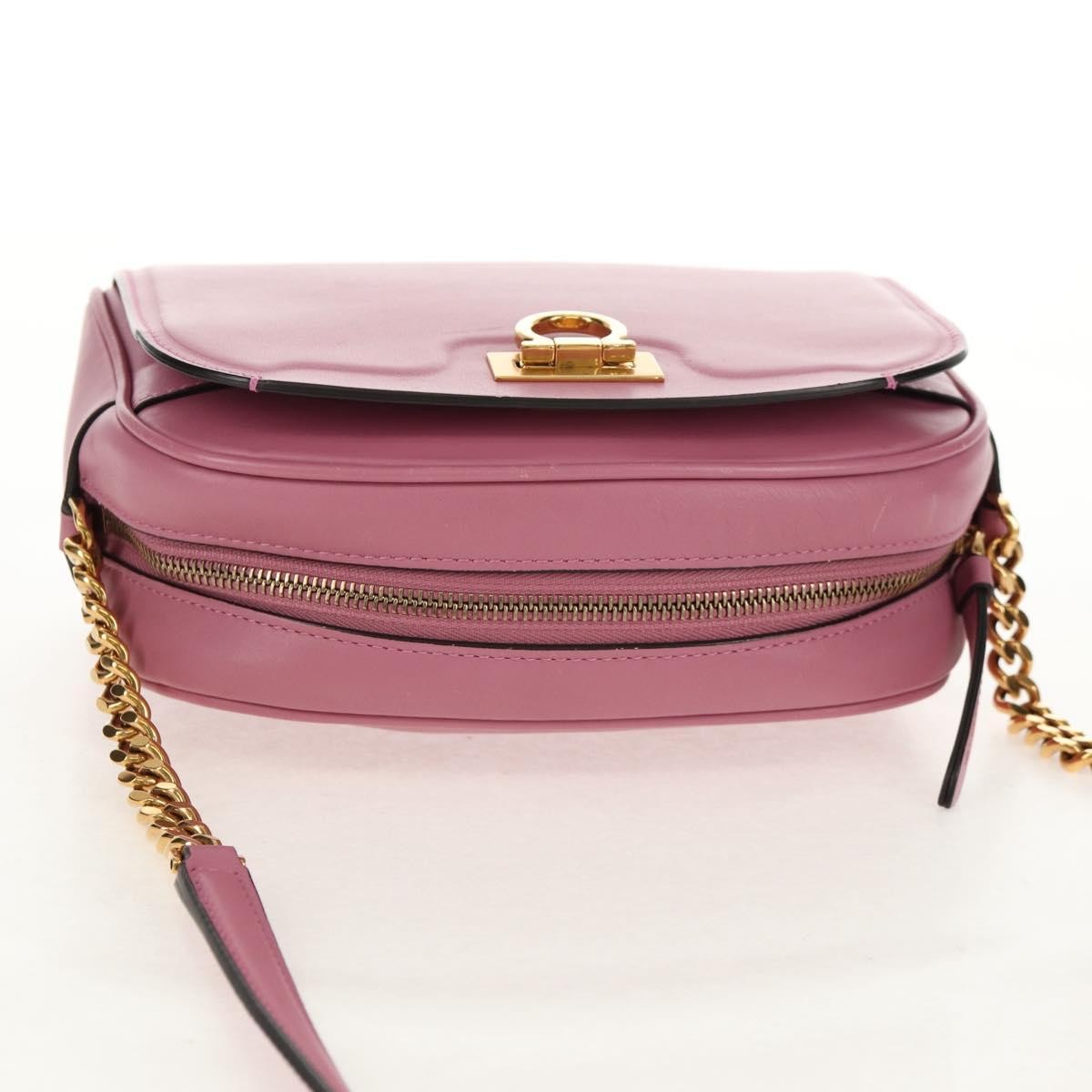 Salvatore Ferragamo Gancini Leather Pink Leather Shoulder Bag Bag (Pre-Owned)