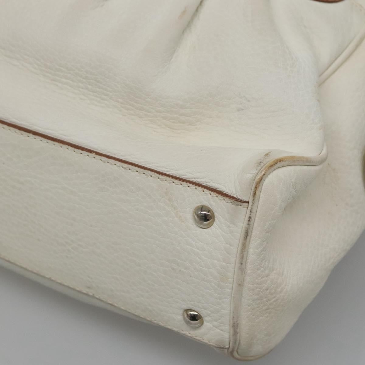 Salvatore Ferragamo Gancini Buckle Leather White Leather Shoulder Bag Bag (Pre-Owned)