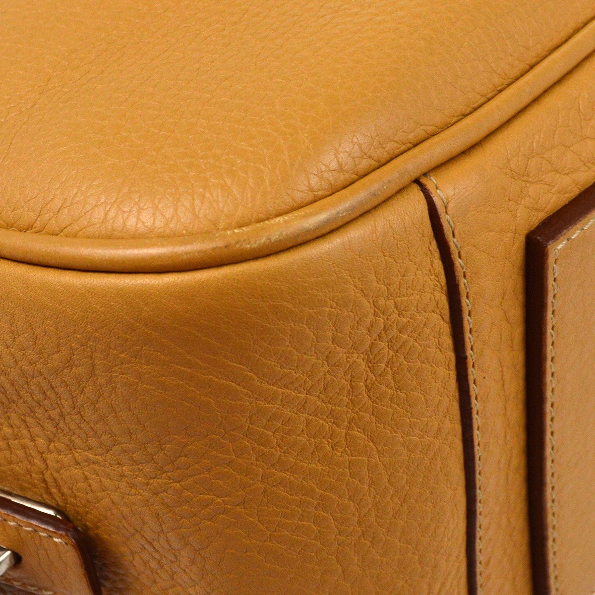 Prada Bauletto Saffiano Leather Beige Leather Handbag (Pre-Owned)