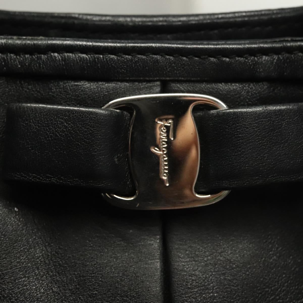 Salvatore Ferragamo Vara Bow Tote Leather Black Leather Tote Bag Bag (Pre-Owned)