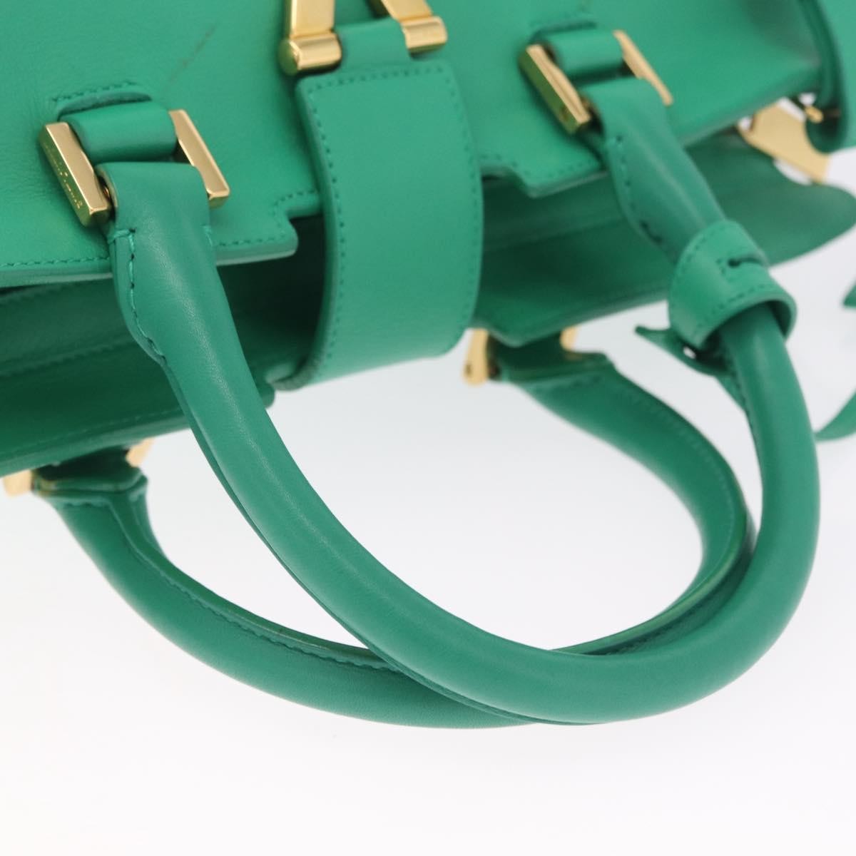 Saint Laurent Classic Y Cabas Leather Green Leather Tote Bag Bag (Pre-Owned)