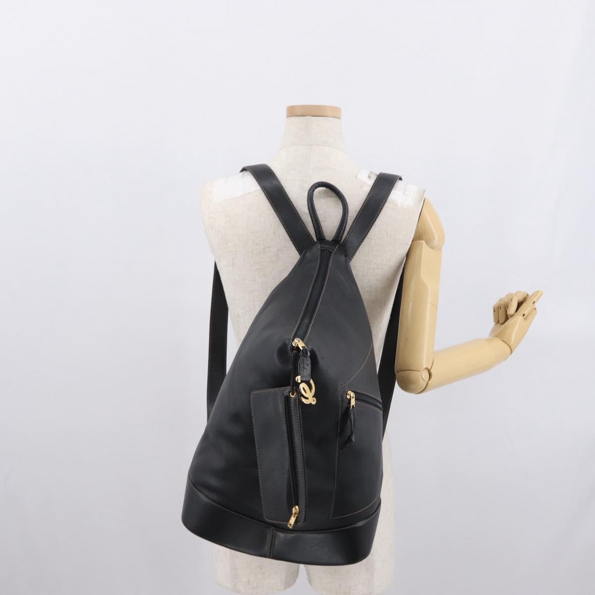Loewe Anton Leather Black Leather Backpack Bag (Pre-Owned)