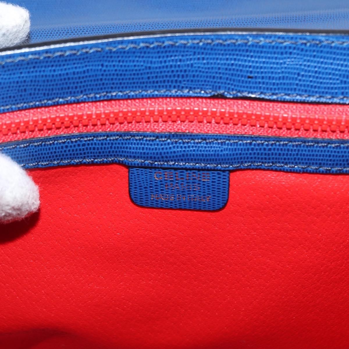 Celine Vintage Circle Logo Leather Blue Leather Shoulder Bag Bag (Pre-Owned)