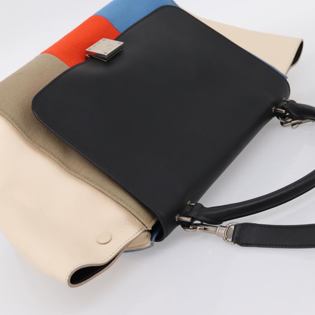 Celine Tricolor Trapeze Leather Beige Wool Handbag (Pre-Owned)