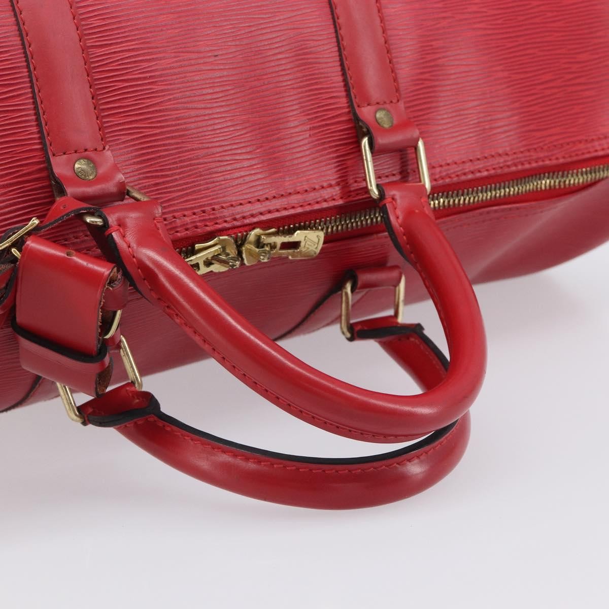 Louis Vuitton Keepall Epi Leather Red Leather Travel Bag Bag (Pre-Owned)