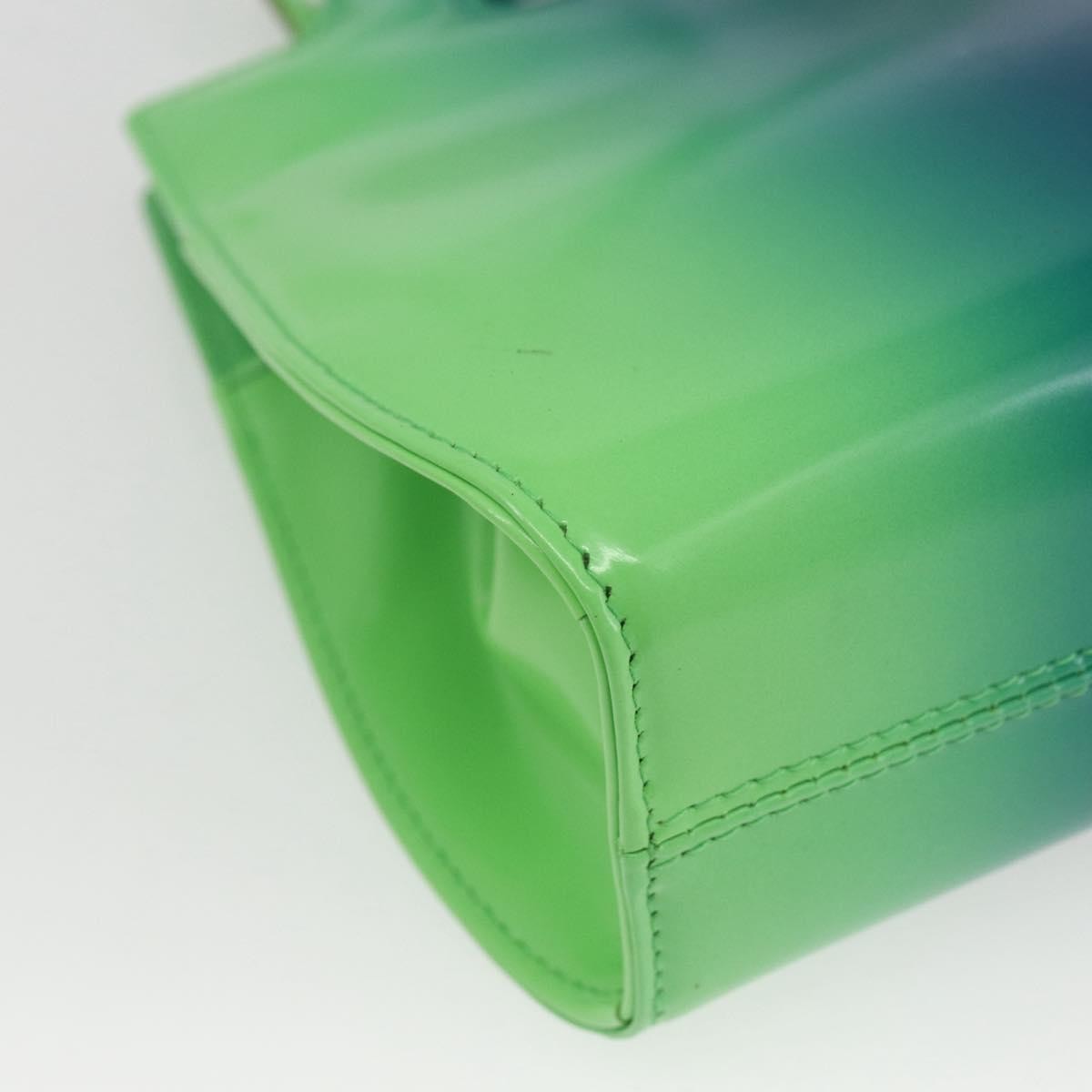 Salvatore Ferragamo Wanda Top Handle Shoulder Gradient Leather Green Patent_Leather Handbag (Pre-Owned)