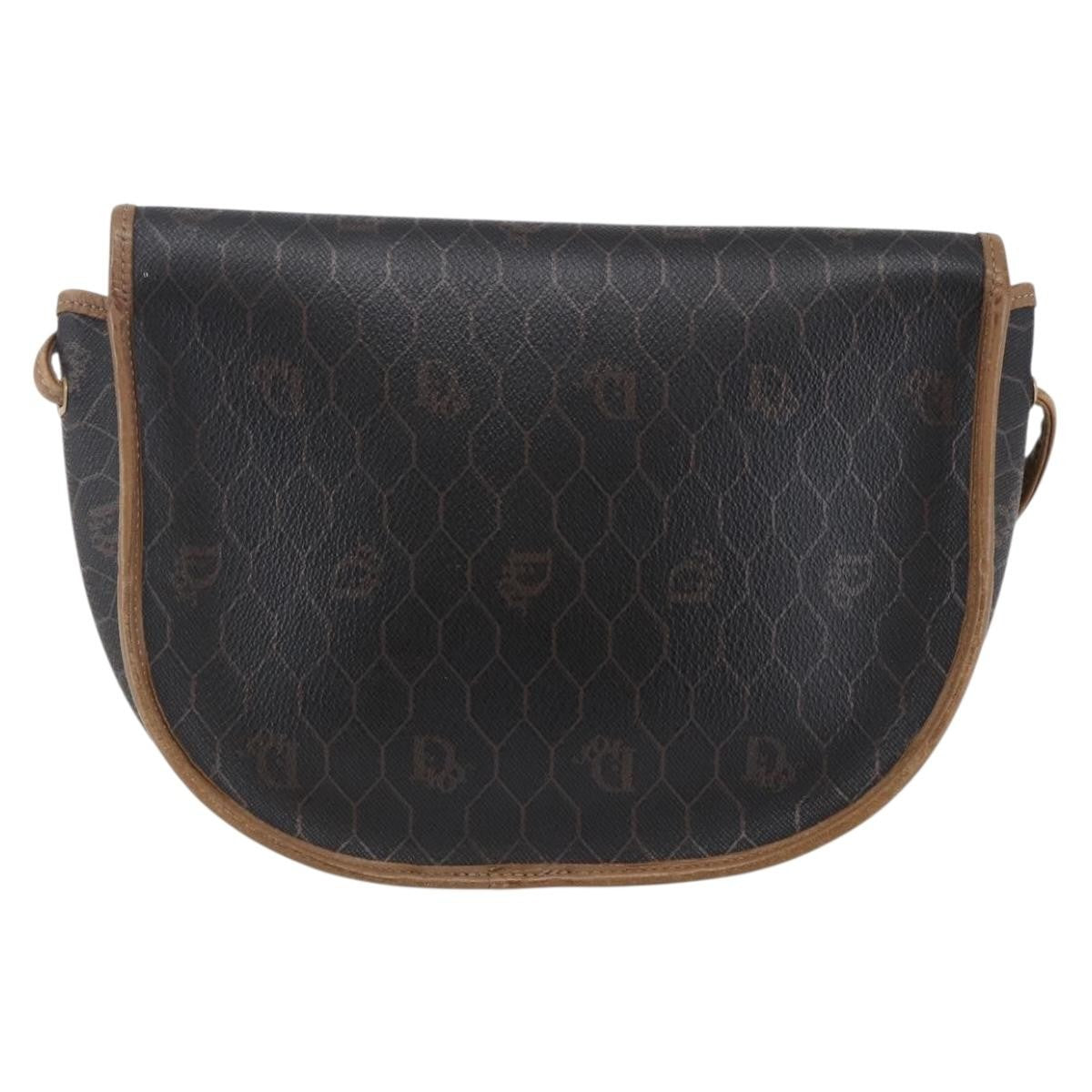 Christian Dior Vintage Honeycomb Flap Canvas And Leather Black Canvas Shoulder Bag Bag (Pre-Owned)