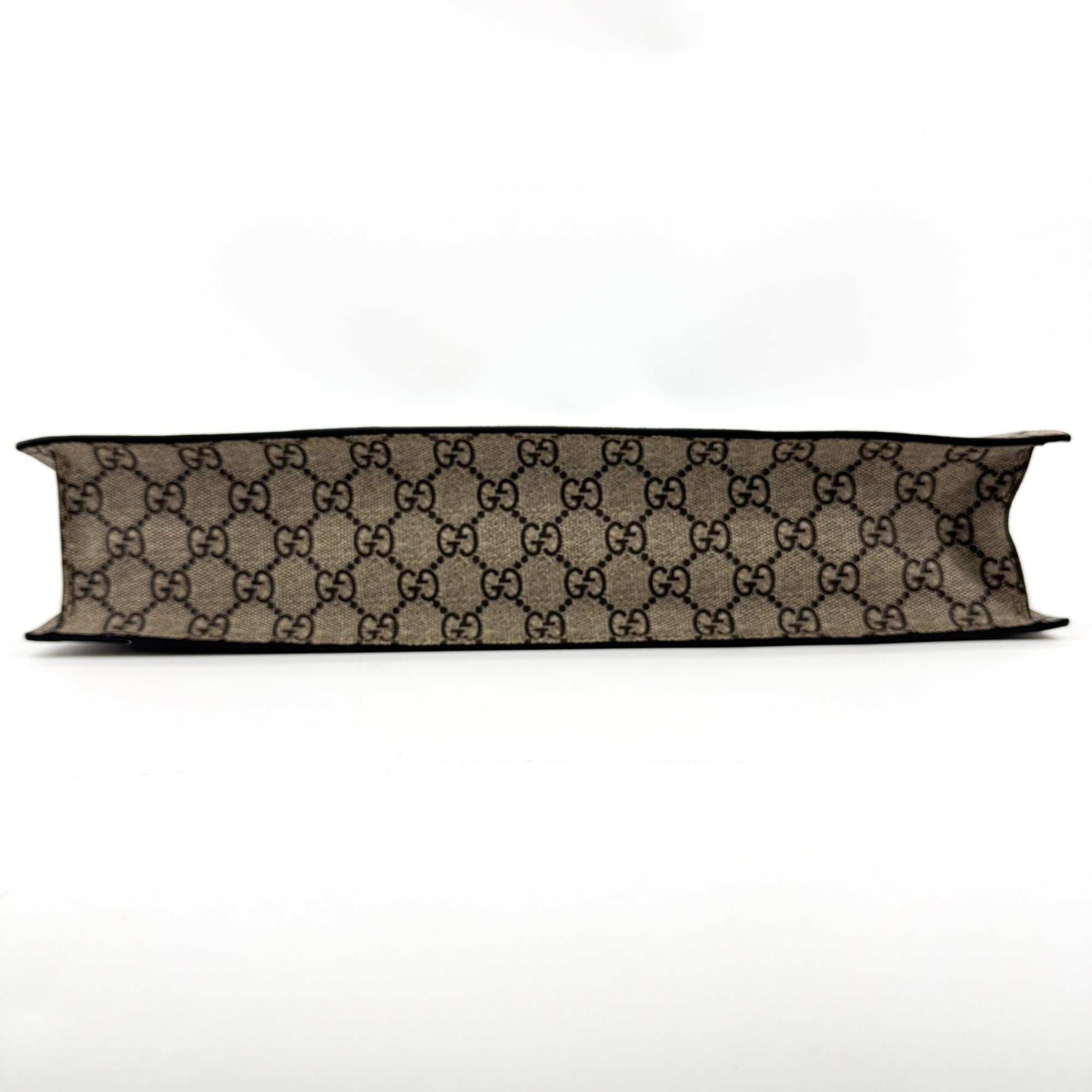 Gucci Kingsnake Printed Leather Black Canvas Tote Bag Bag (Pre-Owned)