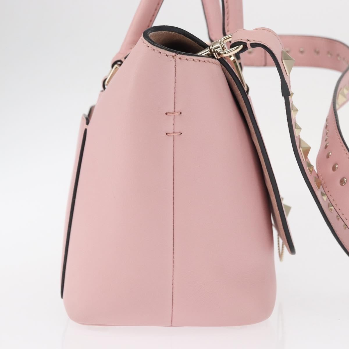 Valentino Garavani Demilune Flap Satchel Leather Pink Leather Handbag (Pre-Owned)