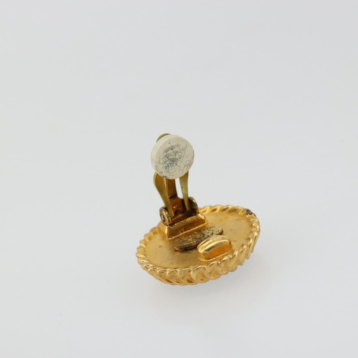 Chanel Cc Clip On Metal Gold Metal Earrings Jewelry (Pre-Owned)