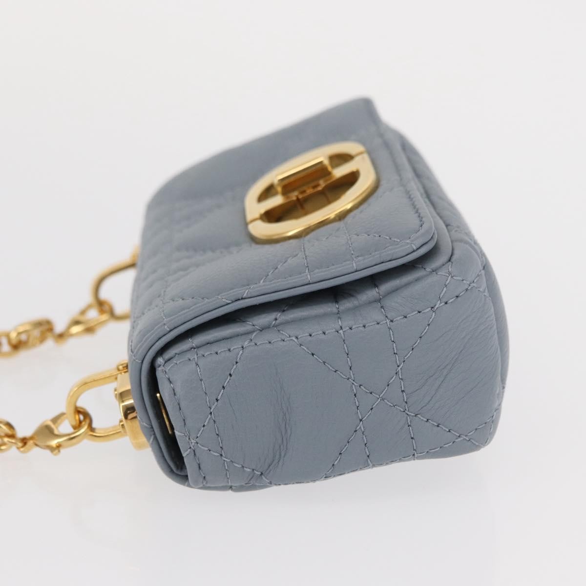 Christian Dior Caro Cannage Quilt Calfskin Blue Leather Shoulder Bag Bag (Pre-Owned)