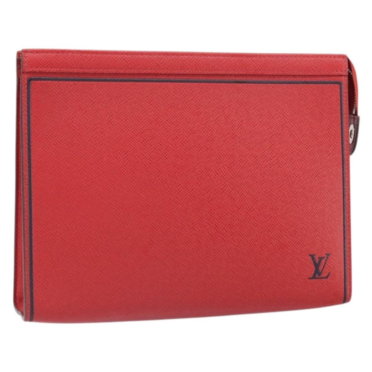 Louis Vuitton Pochette Voyage Taiga Leather Red Leather Clutche & Pouche Bag (Pre-Owned)