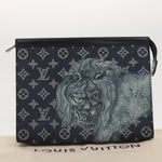 Louis Vuitton Pochette Voyage Navy Canvas Clutch Bag (Pre-Owned)