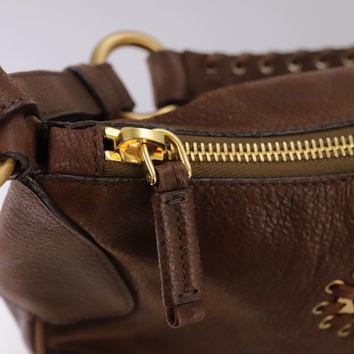 Prada Brown Leather Shoulder Bag (Pre-Owned)