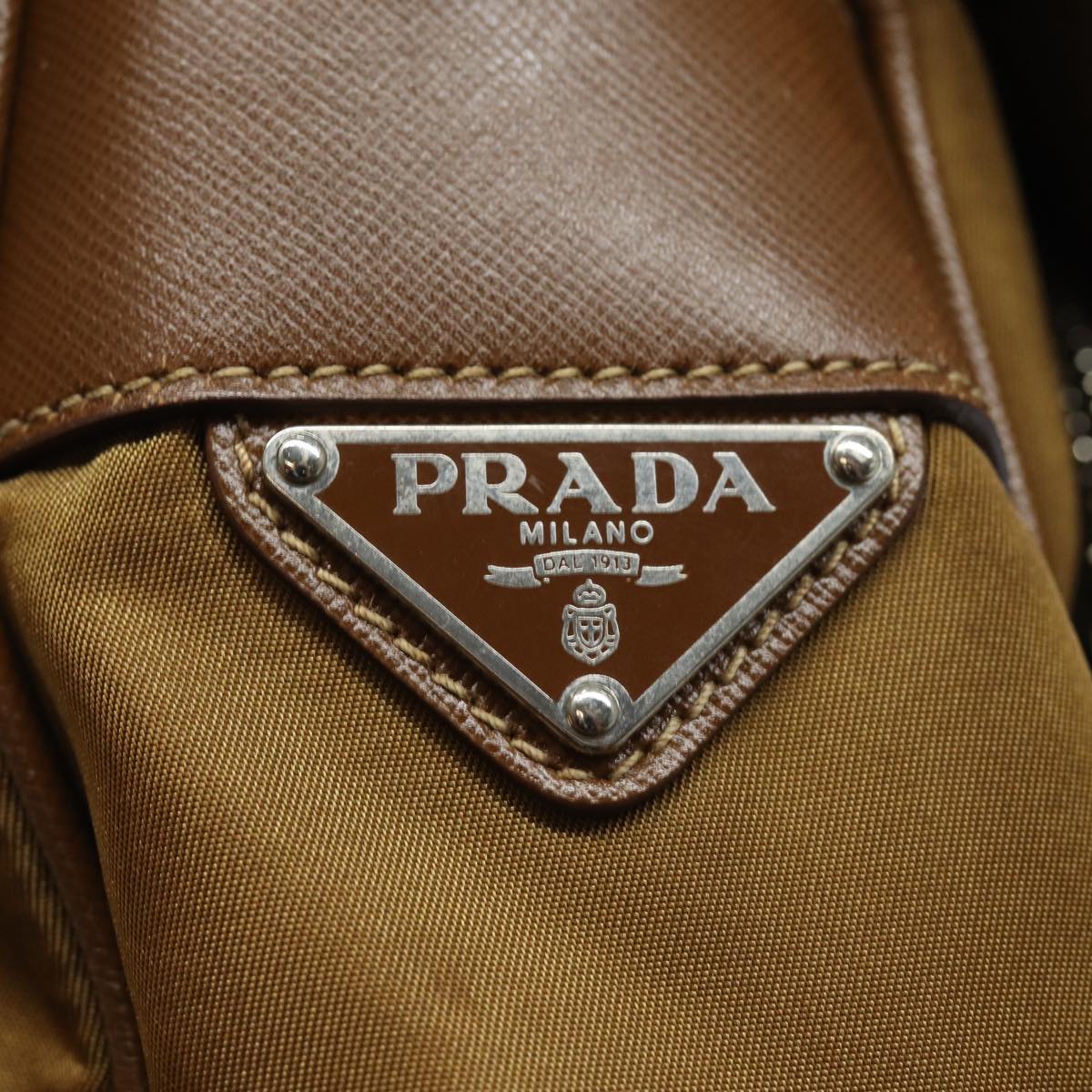Prada Tessuto Brown Synthetic Shoulder Bag (Pre-Owned)