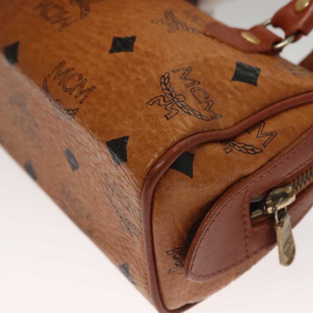 MCM Visetos Brown,Gold Canvas, Leather Travel Bag (Pre-Owned)