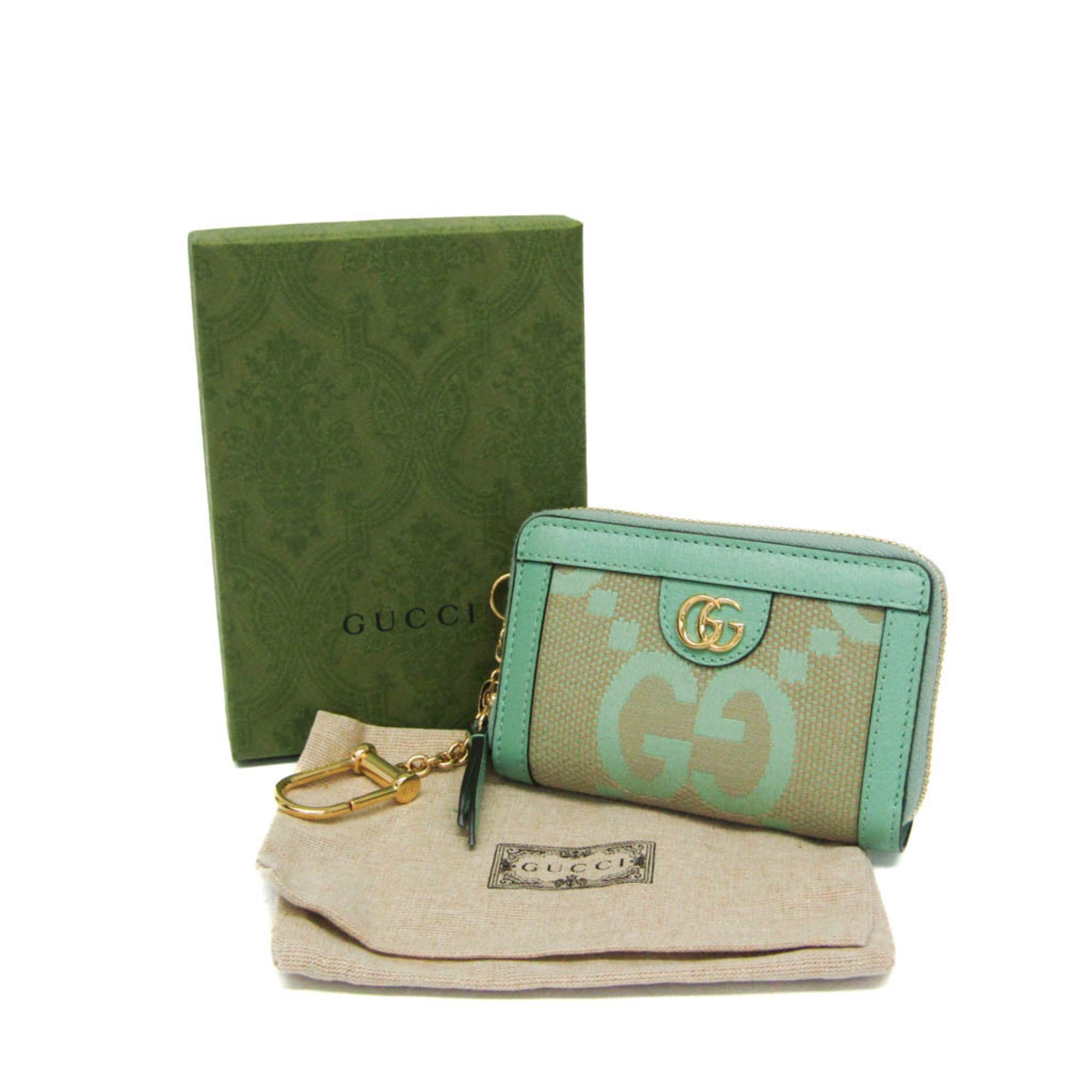 Gucci Gg Jumbo Green Canvas Wallet  (Pre-Owned)