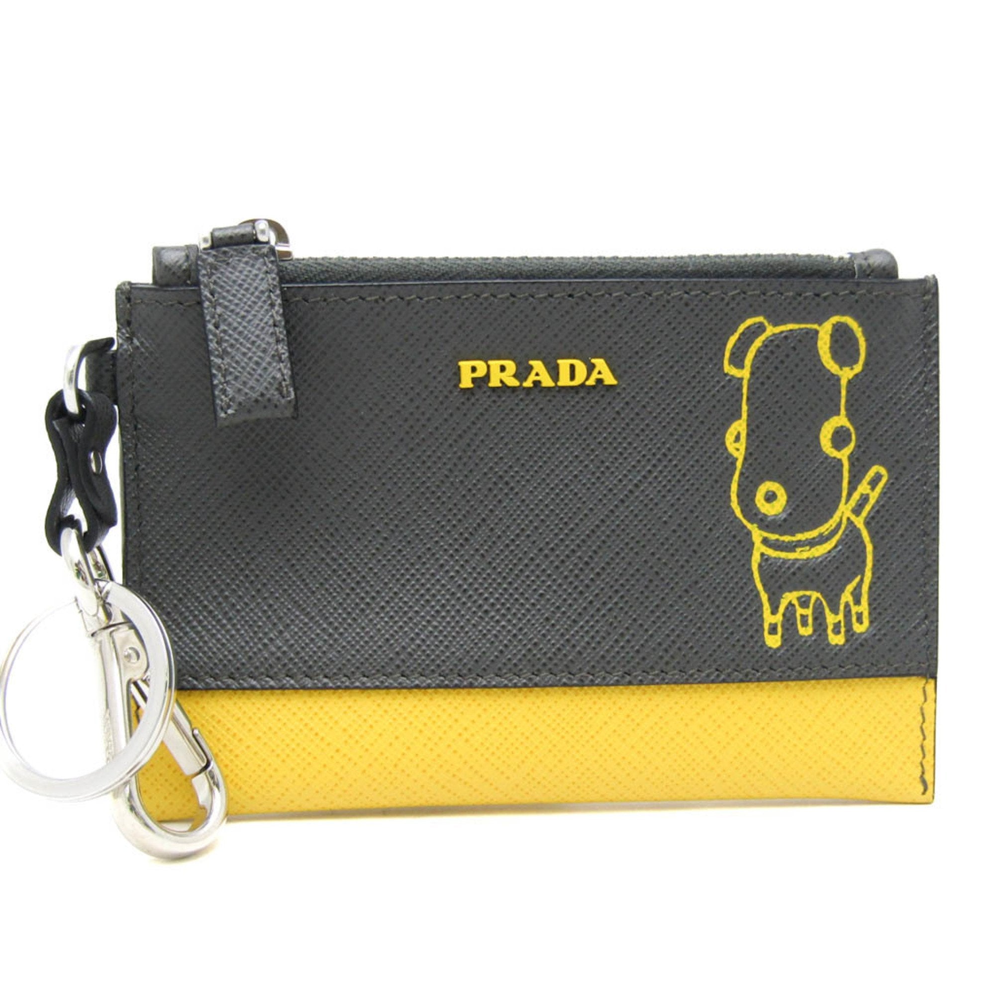 Prada Saffiano Black Leather Bag Jewelry (Pre-Owned)